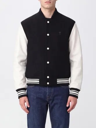 Ami Bomber in pura lana con logo posteriore e colletto college