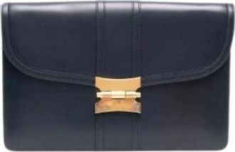Herm&egrave;s Pre-owned Rectangular Flap Clutch - Dames - Vintage Clutch - Blauw - ONE Size - Leer - Vintage