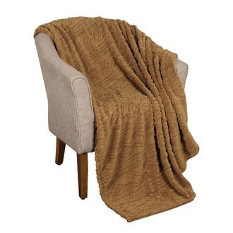 Superior Arctic Boho Knit Jacquard Fleece Throw Blanket Medium Weight Fluffy Bedding by Superior