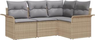 vidaXL Vidaxl - Conjunto De Sof&aacute; De Jard&iacute;n Con Coj&iacute;n 4 Pcs Beige Polirat&aacute;n