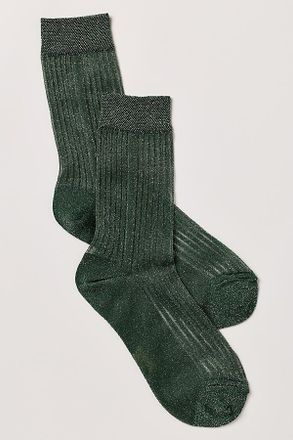 Stems Fine Ribbed Metallic Crew Socks