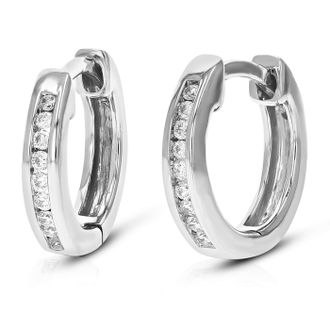 Vir Jewels 1/10 cttw Lab Grown Diamond Hoops Earrings in Sterling Silver With Hidden Post For Women