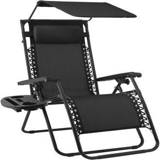 Best Choice Products 30 Extra Wide Folding Zero Gravity Patio Lounge Chair w/Adjustable Canopy Shade