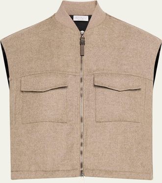 Brunello Cucinelli Zip-Up Fluid Double Face Wool Vest