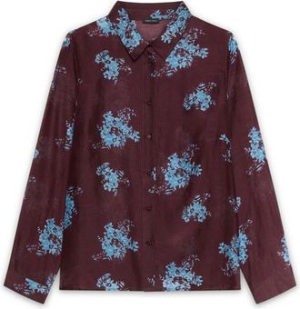 Fiorella Rubino Gemengd Zijden Shirt met Print - Dames - Overhemden - Rood - 4XL - Katoen - Overhemden