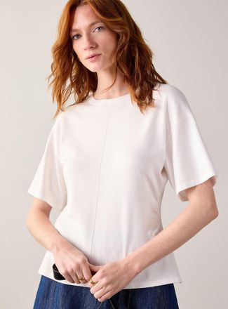 Contemporaine Womens Ruched waist fine-knit sweater