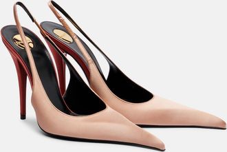 Saint Laurent Deroche 110 cr&ecirc;pe satin slingback pumps