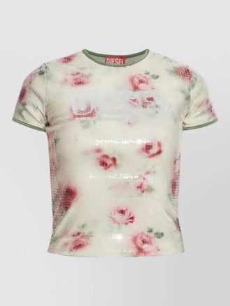 Diesel floral sequin crewneck short sleeve top