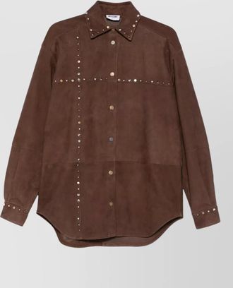 Moschino suede shirt pointed collar long studded sleeves