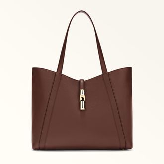 Furla Goccia Borsa Shopping L Cioccolato Marrone Pelle Di Vitello Notte + Pelle Di Vitello Sidney Donna