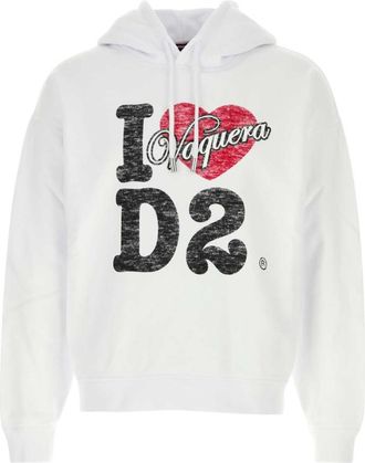 Dsquared2 White Graphic Print Hoodie
