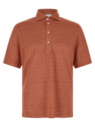 Brunello Cucinelli Orange Linen Polo Mens Shirt