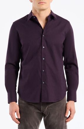 Robert Graham Odyssey Geo Jacquard Stretch Cotton Button-Up Shirt in Berry at Nordstrom, Size Xxx-Large