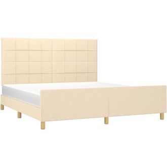 vidaXL Cama Sin Colch&oacute;n Tela Color Crema 180x200 Cm Vidaxl