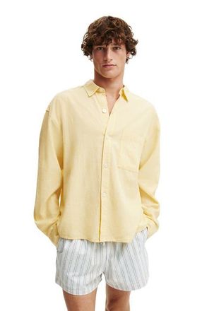 Cotton On Mens Eli Long Sleeve Shirt in Textured Summer Yellow at Nordstrom, Size X-Large