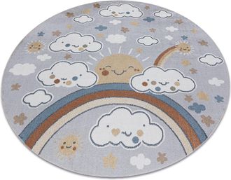 RugsX Rugsx - Alfombra Bono 8437 C&iacute;rculo Nubes, Cielo, Gris Claro / Crema Grey Circulo 120 Cm