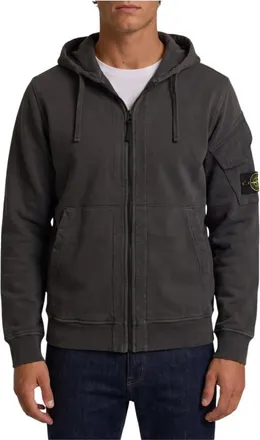 Stone Island Sweatshirt met rits van katoen - Heren - Sweatshirts & Hoodies - Grijs - Maat: M Katoen