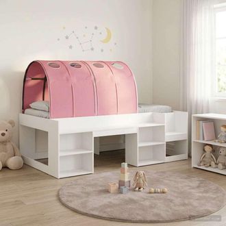 vidaXL Vidaxl Letto Alto Per Bambini Con Storage 3 Pz Bianco E Rosa