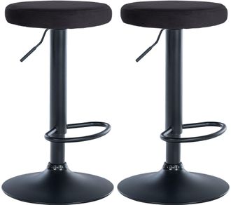 Clp Clp - Set De 2 Taburetes De Bar Ponte En Terciopelo Negro Metal Negro Mate
