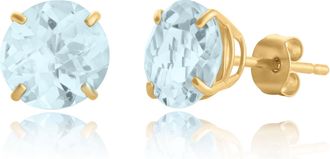 MAX + STONE 10k Yellow or White Gold 8mm Round Cut Gemstone Birthstone Stud Earrings