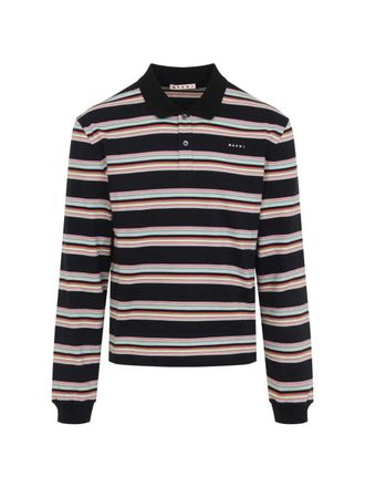 Marni Striped Long Sleeve Polo Shirt
