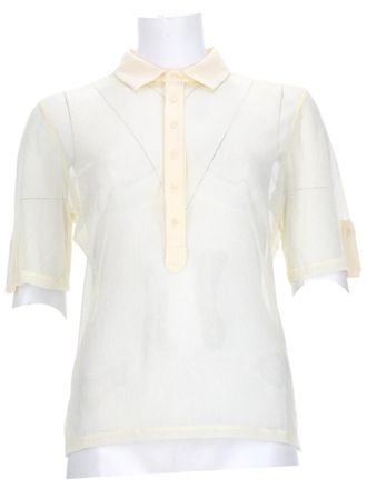 Paloma Wool Sile Semi-Sheer Cream Polo Top