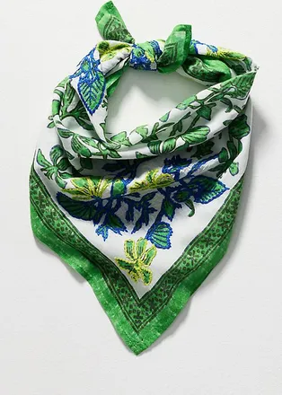 Vismaya Green Floral Cotton Hair Scarf