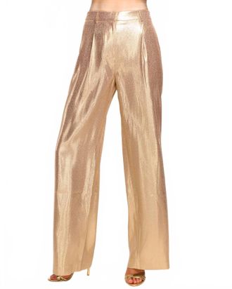 Ramy Brook Izzy Silk Lam&eacute; Wide Leg Pants In Gold
