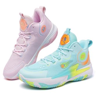 Generic Unisex Basketball Shoes are Breathable Comfortable Lightweight Fashionable Sporty Non Slip Outdoor Training Boots Walking Shoes(Greenpink,3.5 UK)