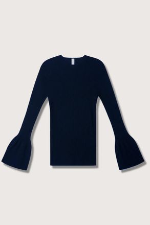 CFCL Womens Soft Portrait Bell Sleeve Top In Dark Navy