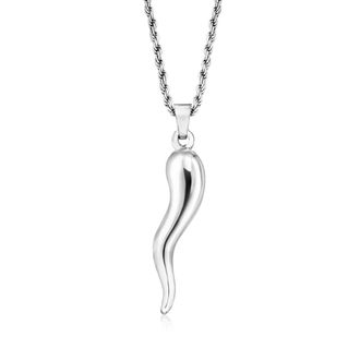 Ross-Simons Mens Sterling Silver Italian Horn Pendant Necklace