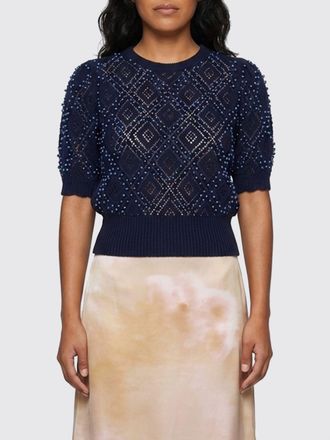 Twinset Perforated Cotton Knit with Pearls