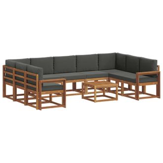 vidaXL Conjunto De Sof&aacute;s De Exterior 10 Pcs Natural Y Antracita Vidaxl
