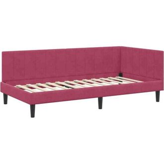 vidaXL Corner Bed Frame with Headboard Wine Red 100 cm x 200 cm Fabric vidaXL