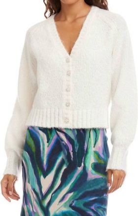 Karen Kane Pearl Button Cardigan Sweater In Off White