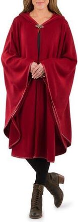 Patricia Nash Hooded Faux Leather Trim Cable Knit Cape in Maroon at Nordstrom Rack