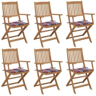 vidaXL Sillas De Jard&iacute;n Plegables 6 Uds Madera Maciza Acacia Y Cojines Vidaxl