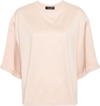 Fabiana Filippi satin-detailed cotton T-shirt - women - Viscose/Cotton - 36 - Neutrals