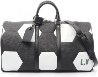 Louis Vuitton Vintage, unisex, Zwart, ONE Size, Leer, Pre-owned Leren Weekendtas