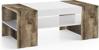 Dmora Tavolino da salotto Ashar, Tavolo basso da caff&egrave;, Mobiletto portariviste, 100% Made in Italy, cm 110x60h40, Bianco lucido e Ardesia - Dmora