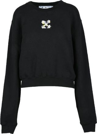 Off-white Black Cotton Crewneck Regular Fit Sweatshirt