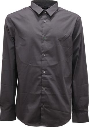 Armani Essenti&euml;le Phantom Shirt Model 8N1C09 - Heren - Zakelijke Overhemden - Grijs - M - Overhemden
