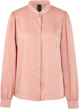 Marc Cain Blouse met kant en opstaande kraag - Dames - Blouses & Shirts - Oranje - Maat: 2XL Poliester