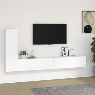 vidaXL Vidaxl - Set De Muebles De Tv 3 Piezas Madera Contrachapada Blanco