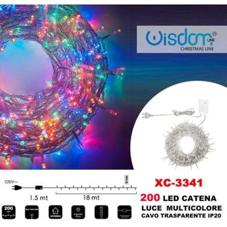 Trade Shop Trade Shop - Cadena De Luz 200 Led Luci&eacute;rnagas Luz Multicolor Cable Transparente Xc-3341
