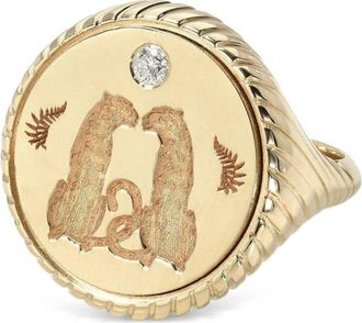 Retrouvai 14kt geelgouden Alchemy Love zegelring