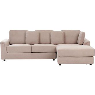 Beliani Beliani - Divano ad angolo con gambe in plastica in tessuto beige chiaro lato sinistro Kohlo