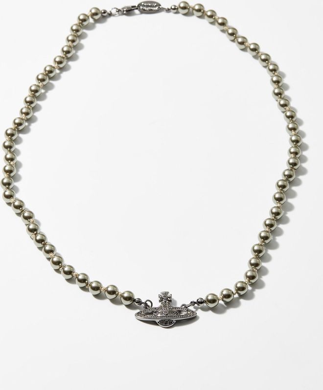 Mens Bas Relief pearly bead necklace