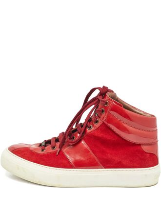 Jimmy Choo London paten-leather suede sneakers - Red