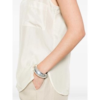 Barena Silk Pearl-Trim Scoop Neck Tank Top - White